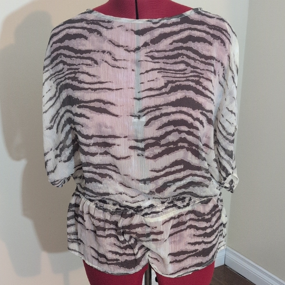 Jessica | Women's Brown Zebra Print Sheer Top